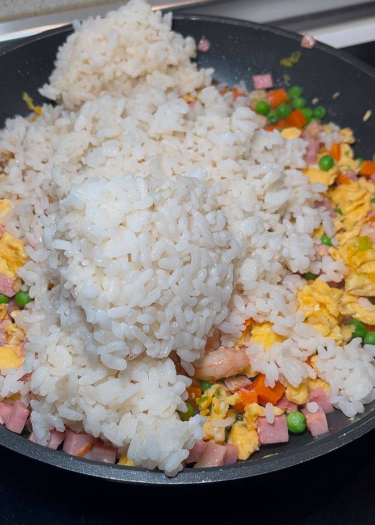 Mezcla todo junto con arroz