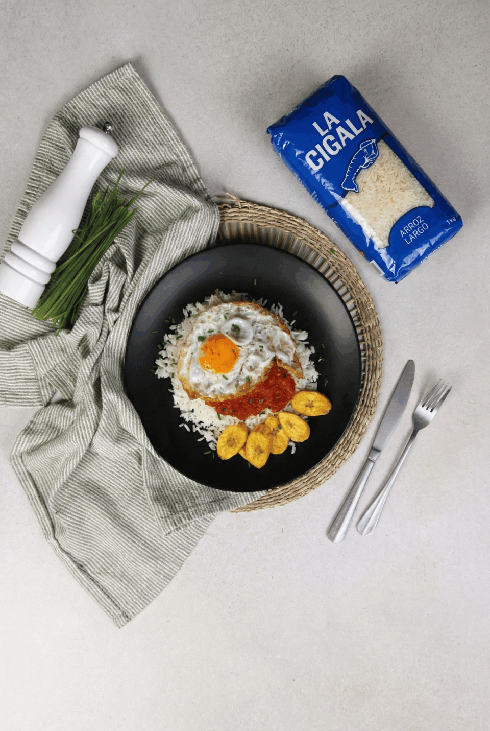 Arroz a la cubana casero