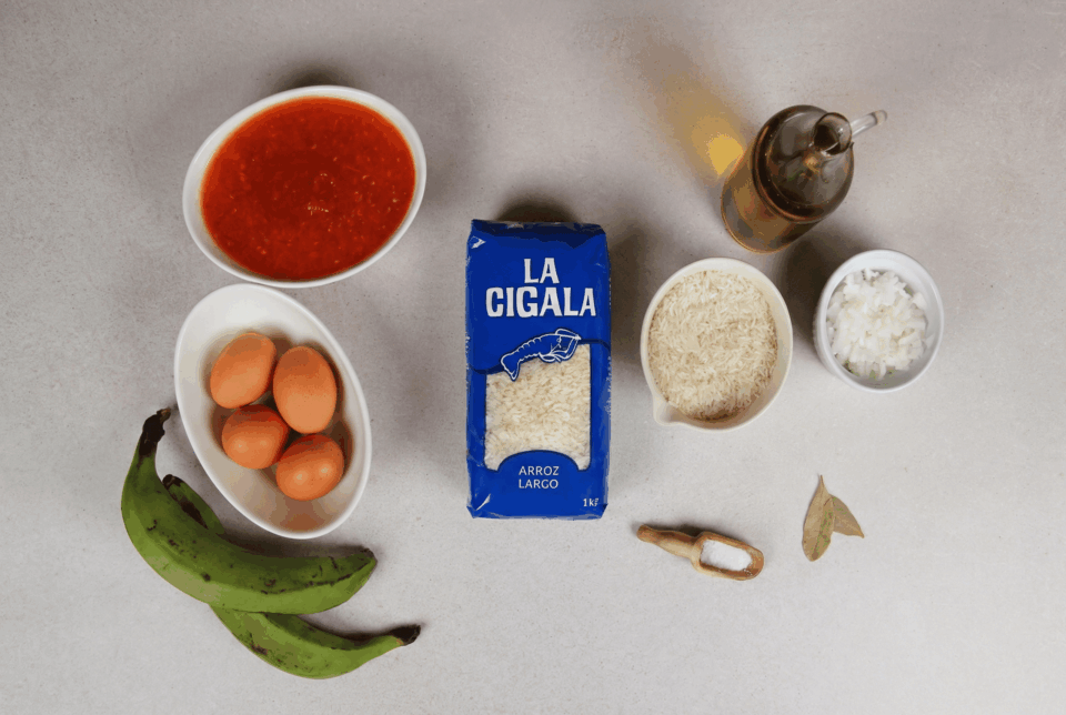 Ingredientes arroz a la cubana