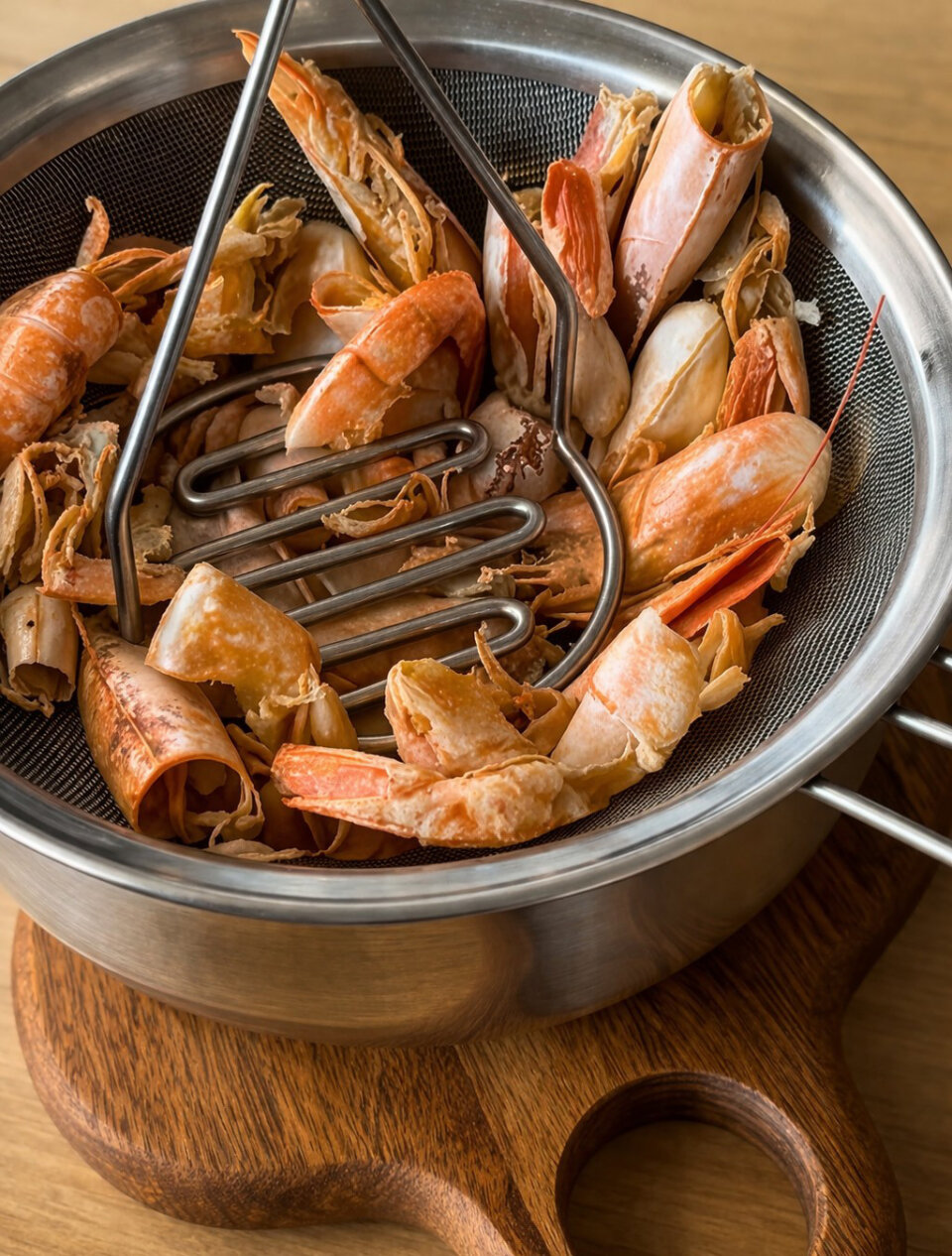 colar caldo para arroz con tartar de gamba