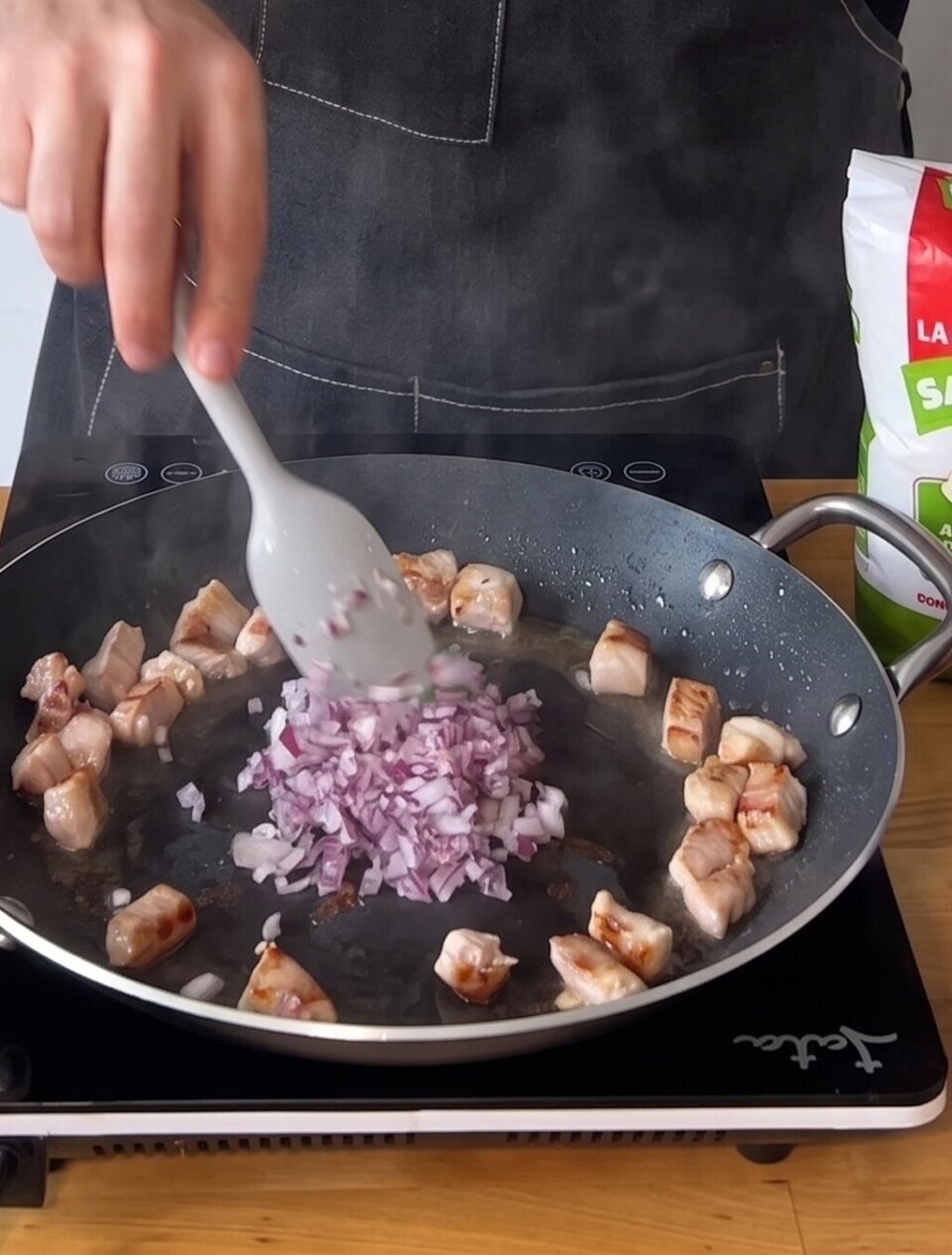 cebolla para arroz con secreto ibérico