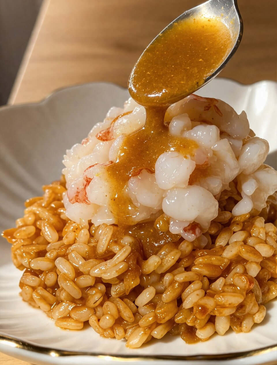 emplatado para arroz con tartar de gamba