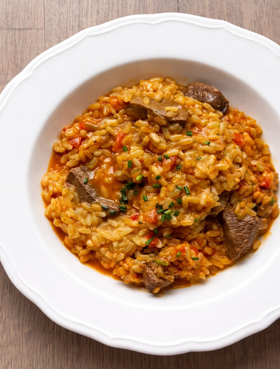 Emplatado para arroz con solomillo al Pedro Ximenez