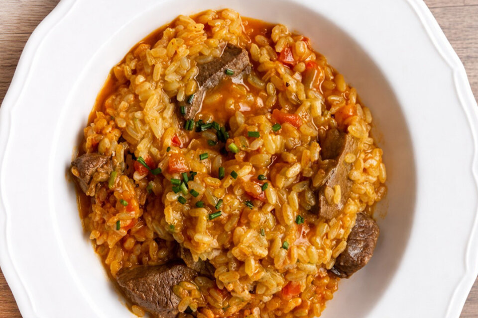 Arroz meloso con solomillo al Pedro Ximénez