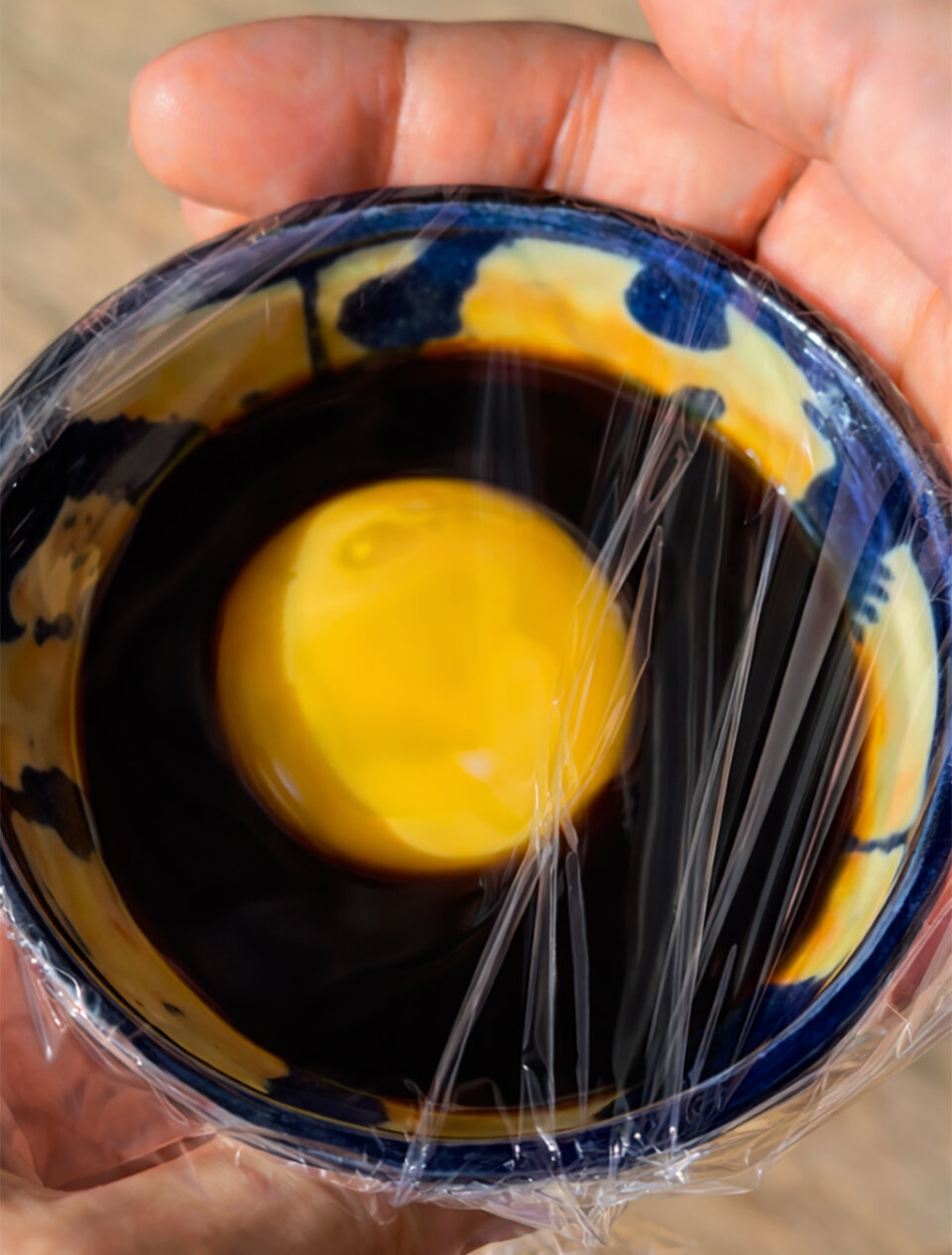 Yema curada para arroz de verduras con butifarra