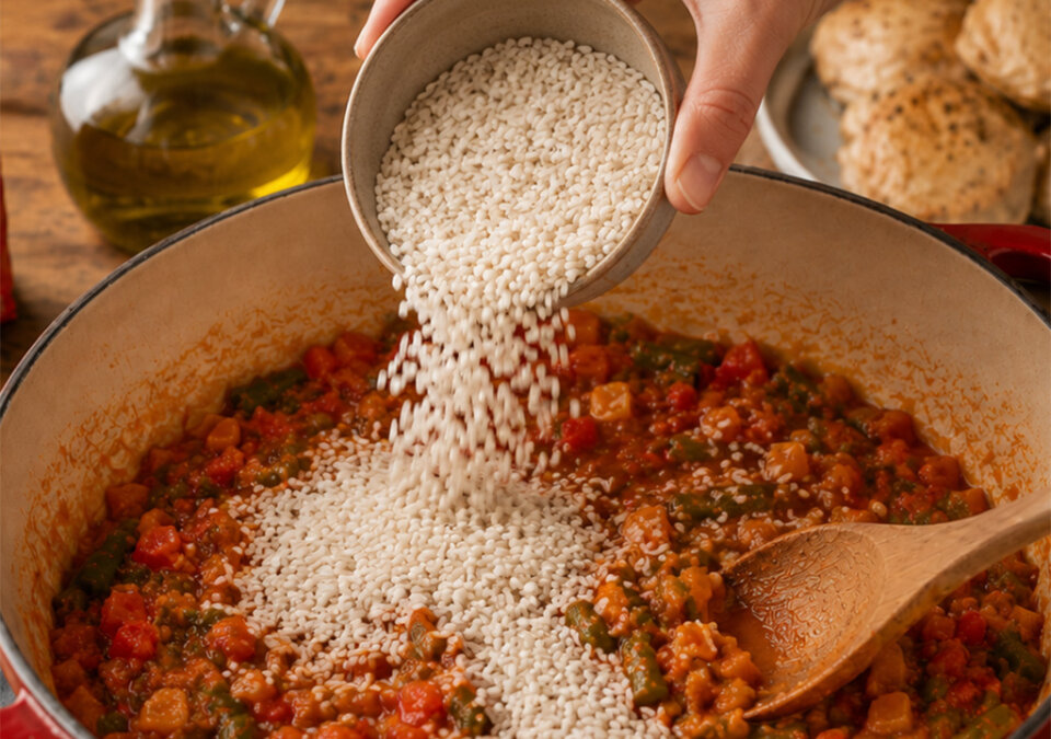 añadir el arroz