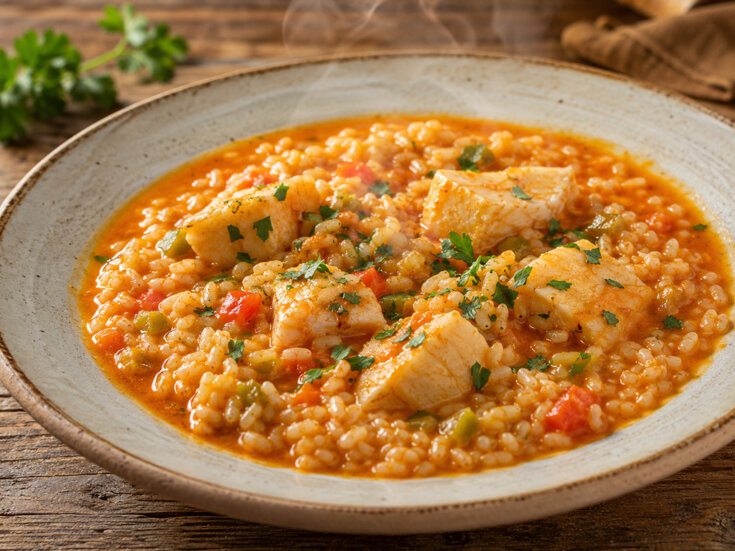 emplatar Arroz de tintorera