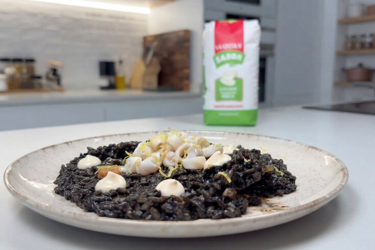 risotto negro de calamar y alioli